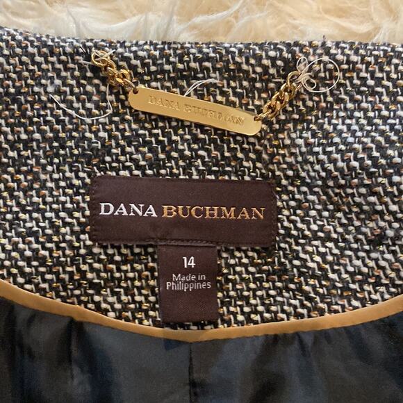 Dana Buchman Beaded Tweed Blazer w/ Metallic Gold Shimmer Thread EUC Sz 14 - Picture 4 of 11